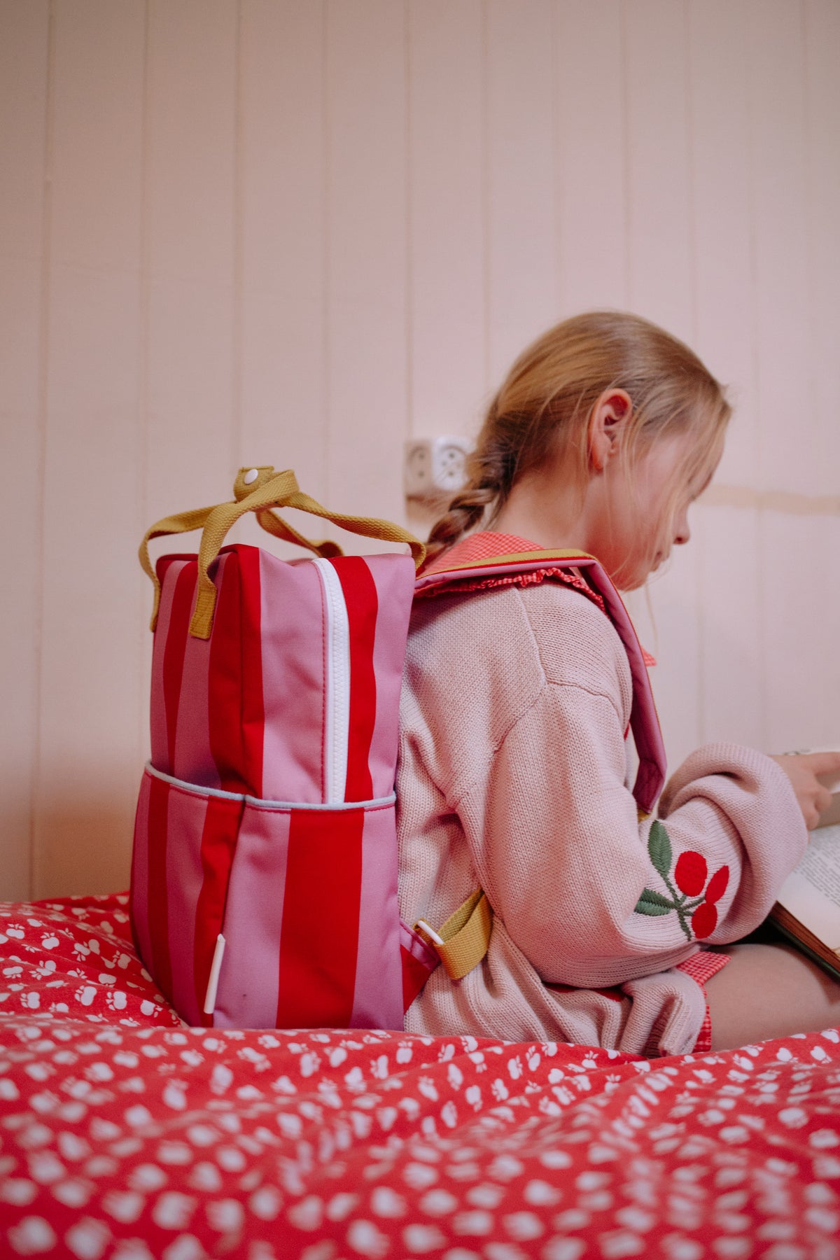 Rucksack Medium Lemon Tree Stripes Red Apple + Rosebay Pink
