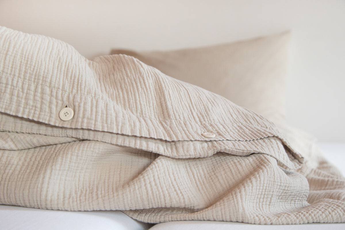 Parure de lit en mousseline Jula housse de couette sable