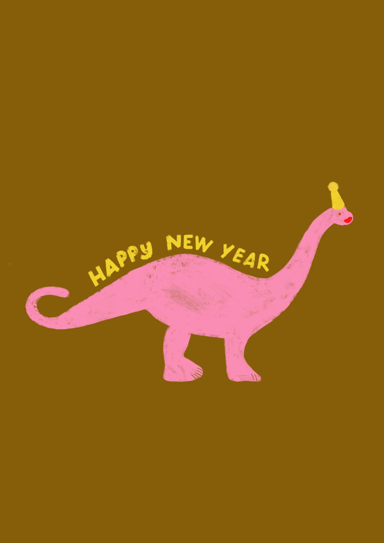 Postkarte Happy New Year Dino