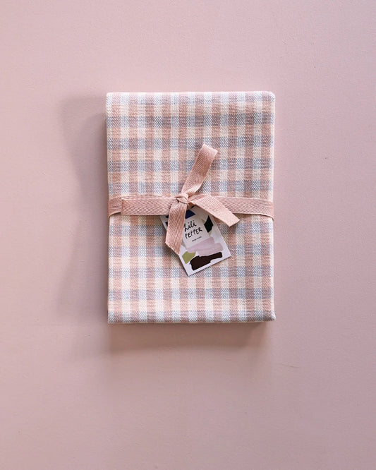 Geschirrtuch gewoben check caramel blue