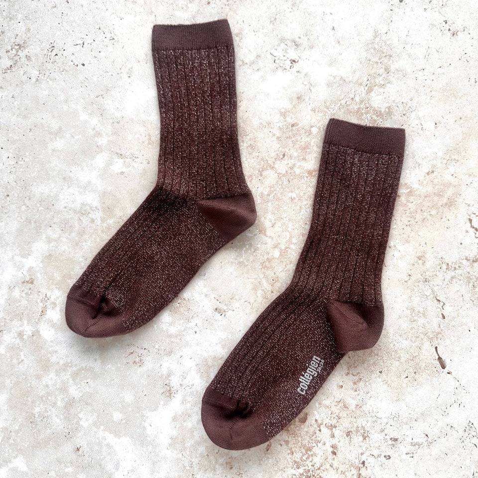 Victoire Glitter Socks - Milk Chocolate