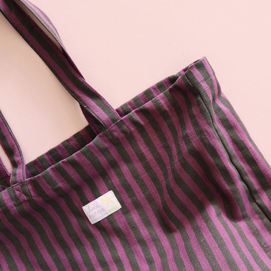 Tote Bag Handbedruckt Stripes Purple