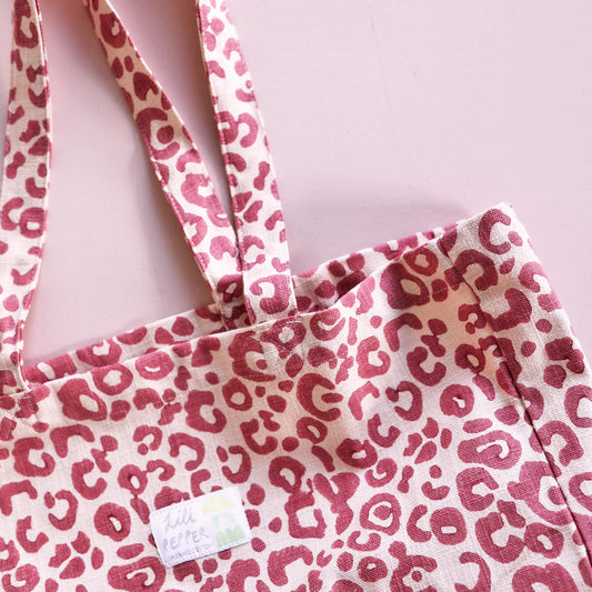 Tote Bag Handbedruckt Leo Pink