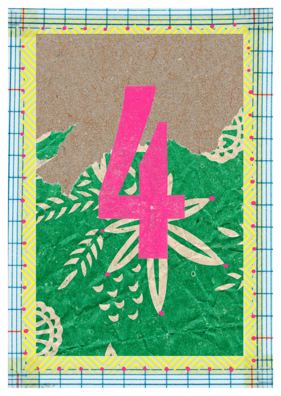 Postkarte Zahlen 4