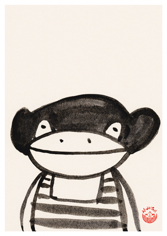 Carte postale amis singe