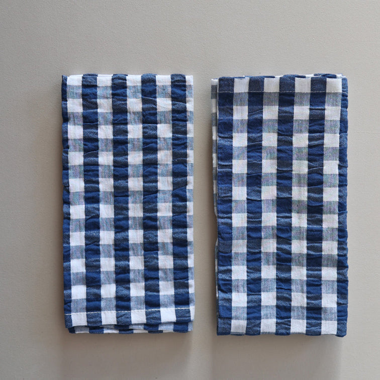 Serviette check dark blue