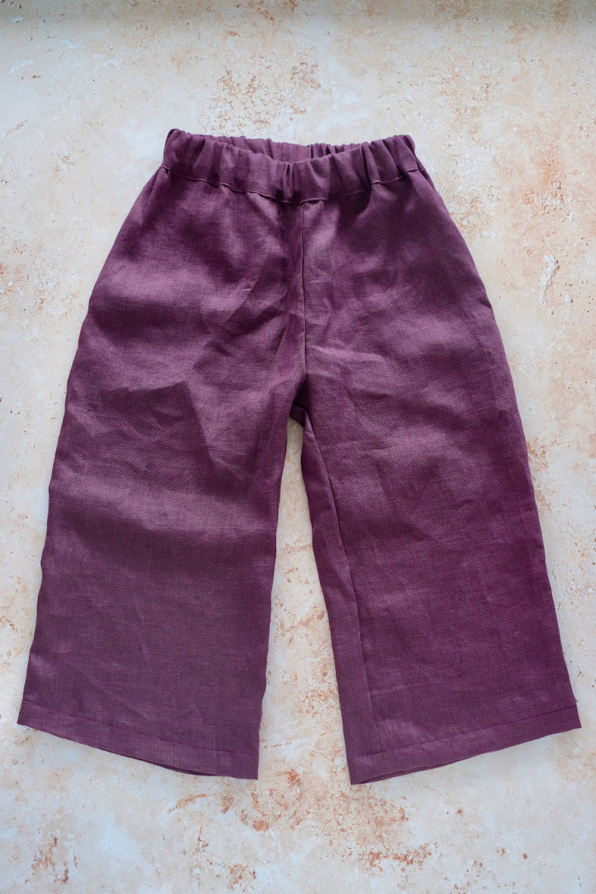 Linen culottes in grape