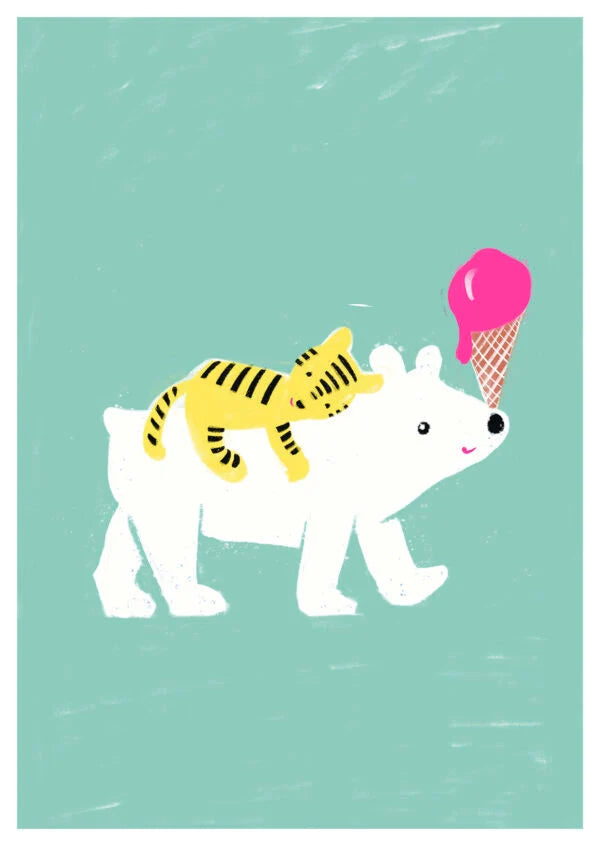Postkarte Tiger & Eisbär