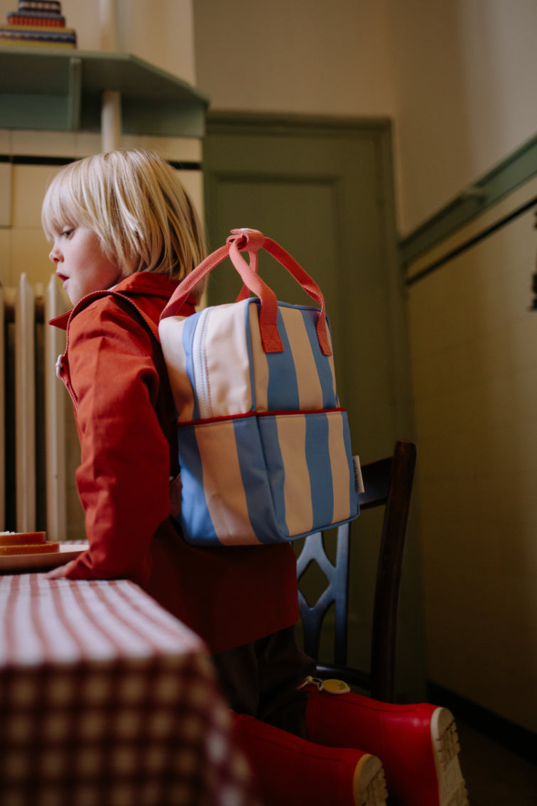 Rucksack klein Lemon Tree Stripes Cloud Blue + Twiggy Beige