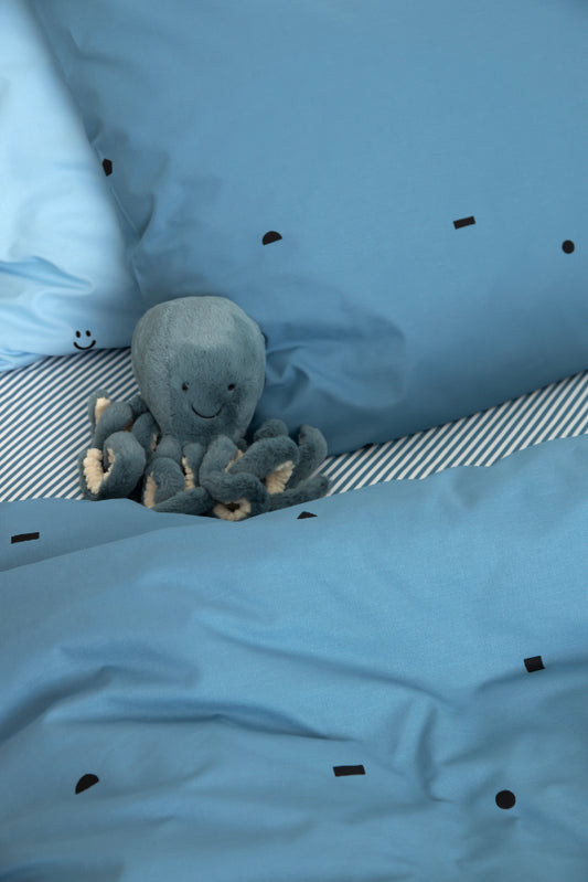 Kinder Bettwäsche Set blocks on denim blue studio ditte eli-ju