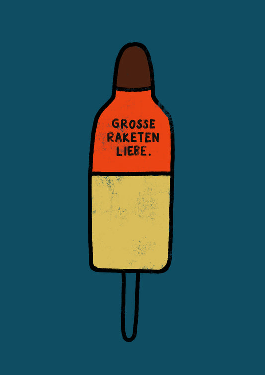 Postkarte Raketenliebe blau