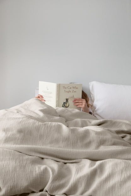 Parure de lit en mousseline Jula housse de couette sable