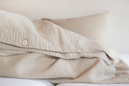 Parure de lit en mousseline Jula housse de couette sable