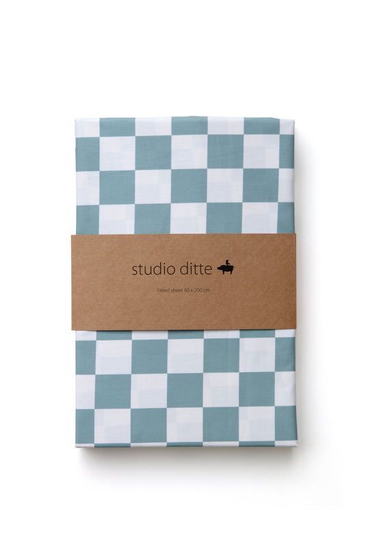 Bettwäsche Fixleintuch stone blue blocks studio ditte eli-ju