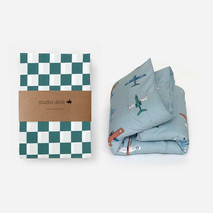 Fixleintuch petrol green blocks