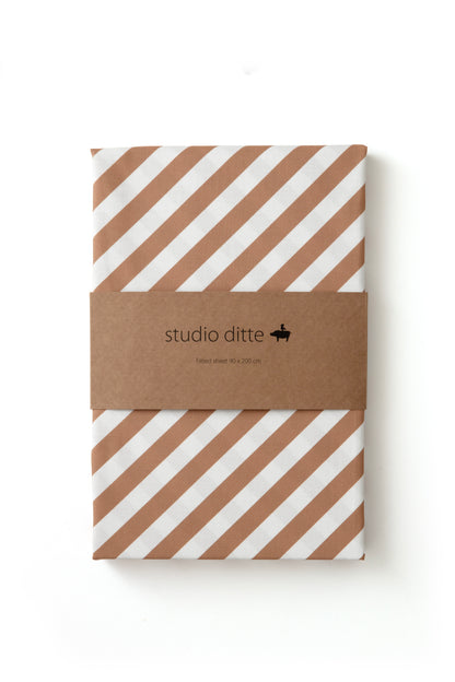 Fixleintuch stripes caramel bettwäsche studio ditte eli-ju
