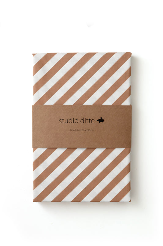 Fixleintuch stripes caramel bettwäsche studio ditte eli-ju