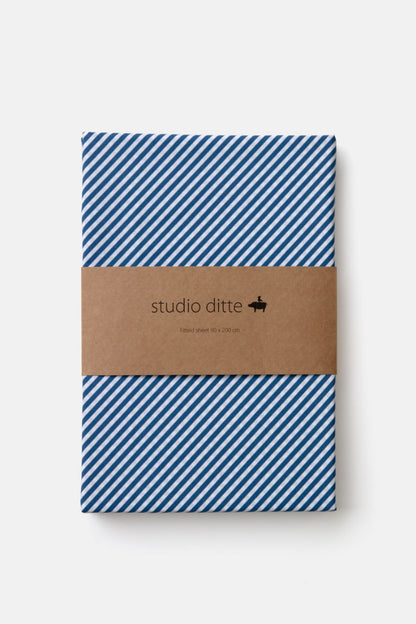 Fixleintuch small stripes night blue studio ditte eli-ju bettwäsche