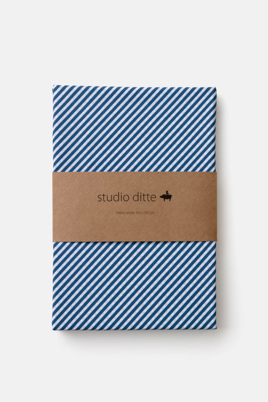 Fixleintuch small stripes night blue studio ditte eli-ju bettwäsche