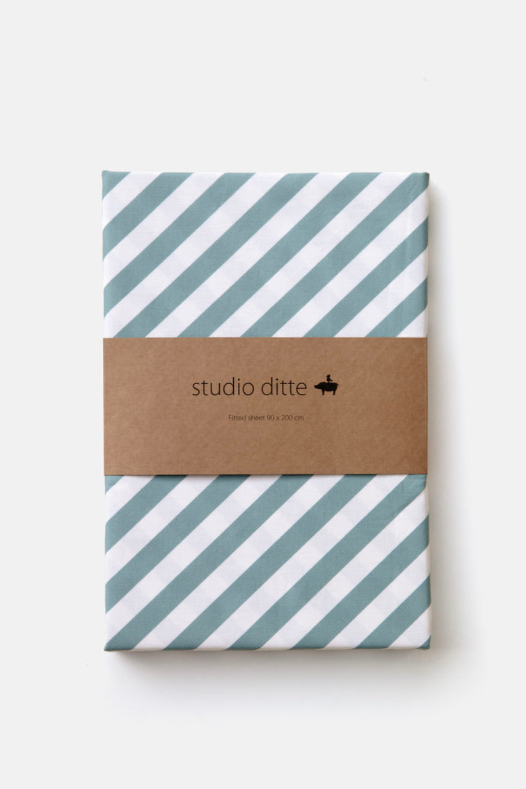 Fixleintuch stripes stone blue bettwäsche studio ditte eli-ju