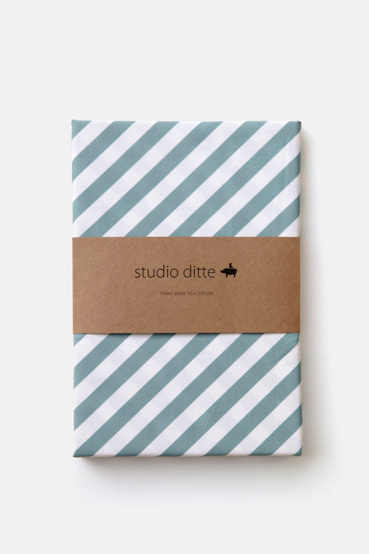 Fixleintuch stripes stone blue bettwäsche studio ditte eli-ju