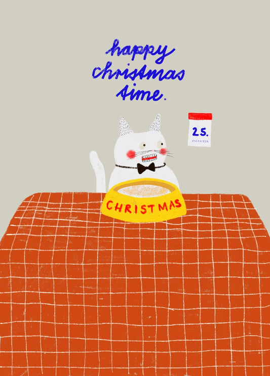 Postkarte Happy Christmas time Katze