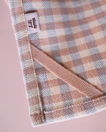 Geschirrtuch gewoben check caramel blue