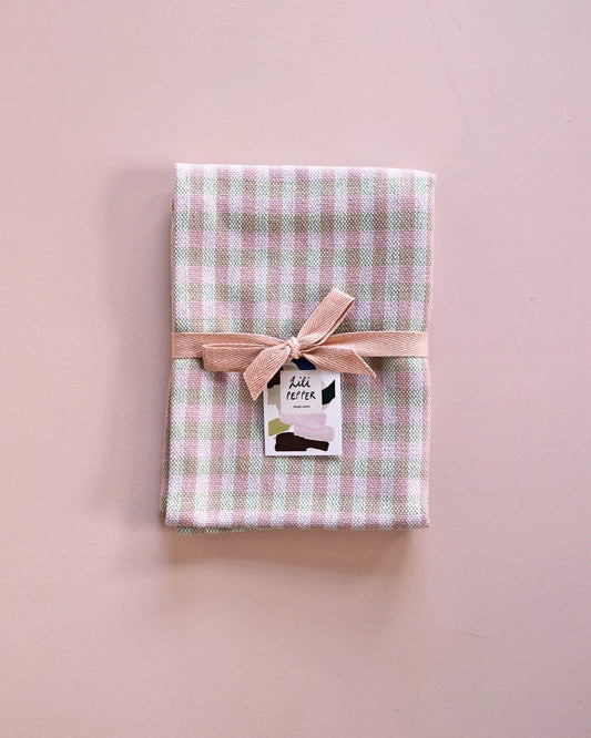 Geschirrtuch gewoben check green lilac