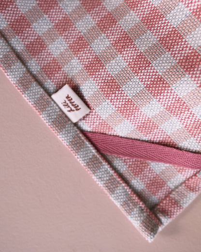 Torchon tissé à carreaux rose bleu
