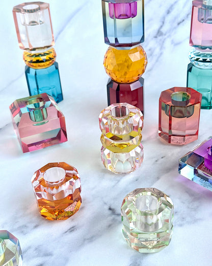 Bougeoir cristal rose ambre