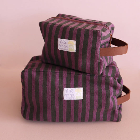 Necessaire Blockprint Stripe Green Purple