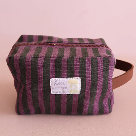 Necessaire Blockprint Stripe Green Purple