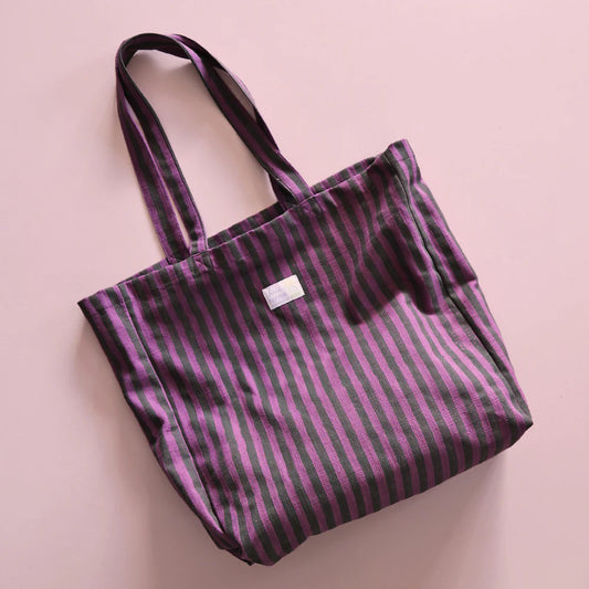 Tote Bag Handbedruckt Stripes Purple