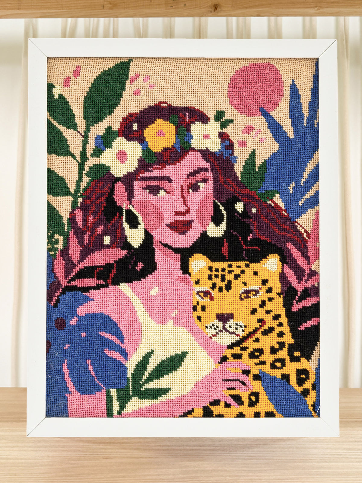 Tapisserie-Stickset "Frau mit Leopard"
