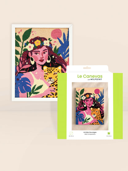 Tapisserie-Stickset "Frau mit Leopard"