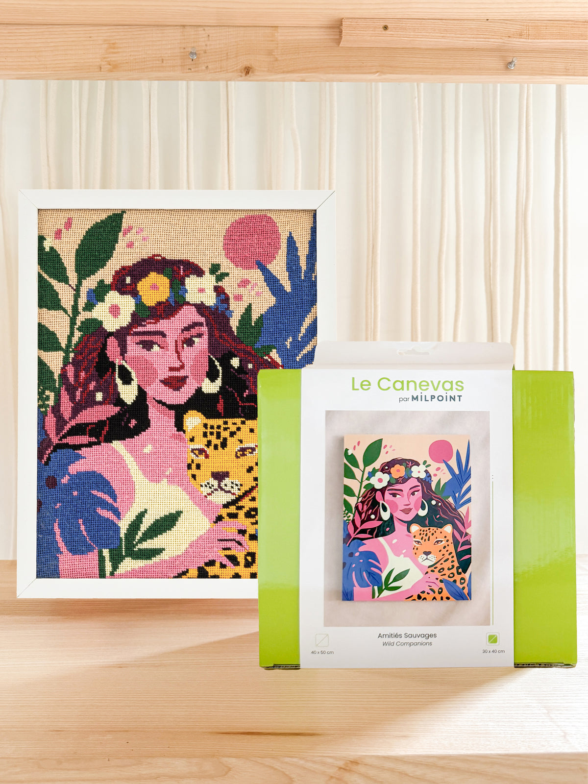 Tapisserie-Stickset "Frau mit Leopard"