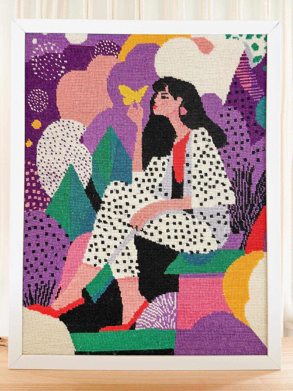 Tapisserie-Stickset "Frau mit Schmetterling"