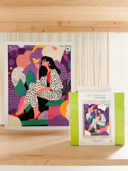 Tapisserie-Stickset "Frau mit Schmetterling"