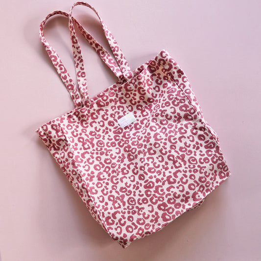 Tote Bag Handbedruckt Leo Pink