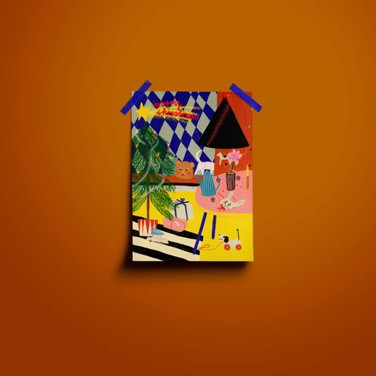 Carte postale Joyeux Noël salon
