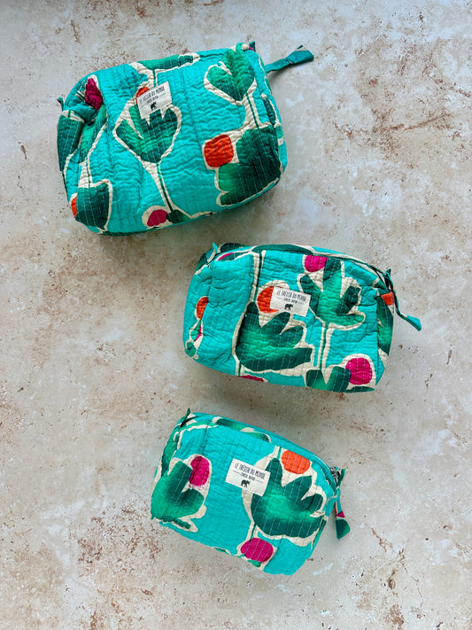 Necessaire Summer Flowers Turqoise