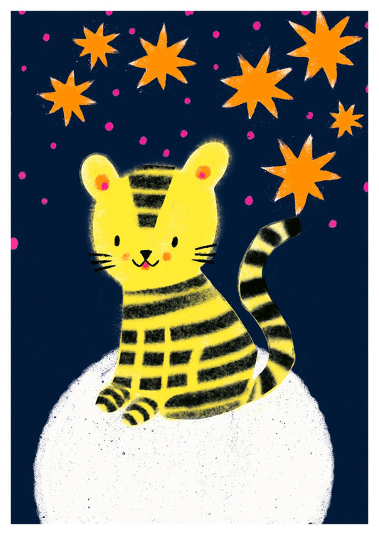 Postkarte Sternen Tigerkind