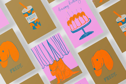 Postkarte Fredy Hundekuchen
