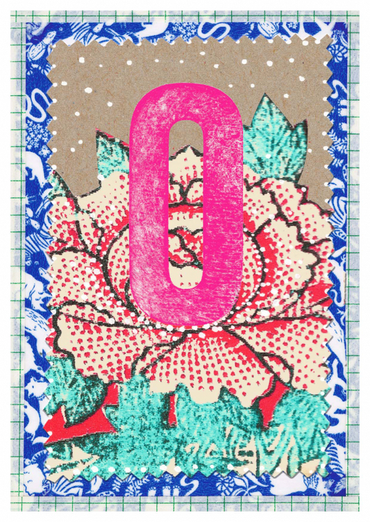 Postkarte Zahlen 0