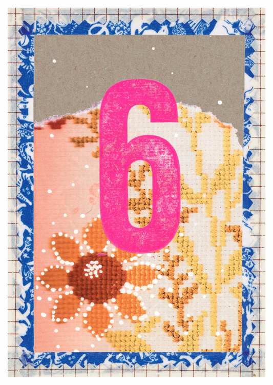 Postkarte Zahlen 6
