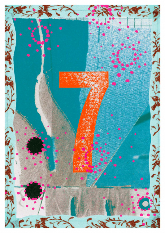 Postkarte Zahlen 7