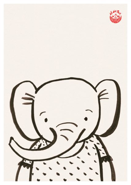 Postkarte Freunde Elefant