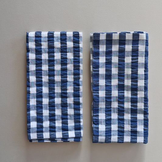 Serviette check dark blue