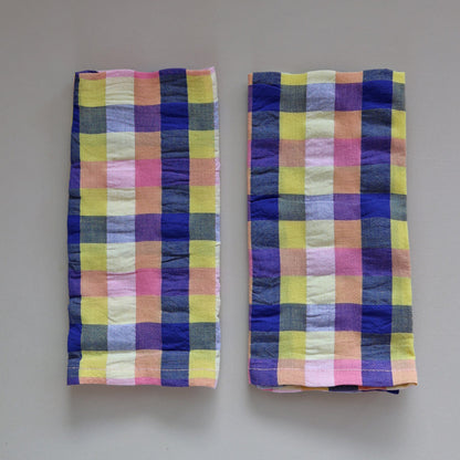 Serviette check pink blue yellow