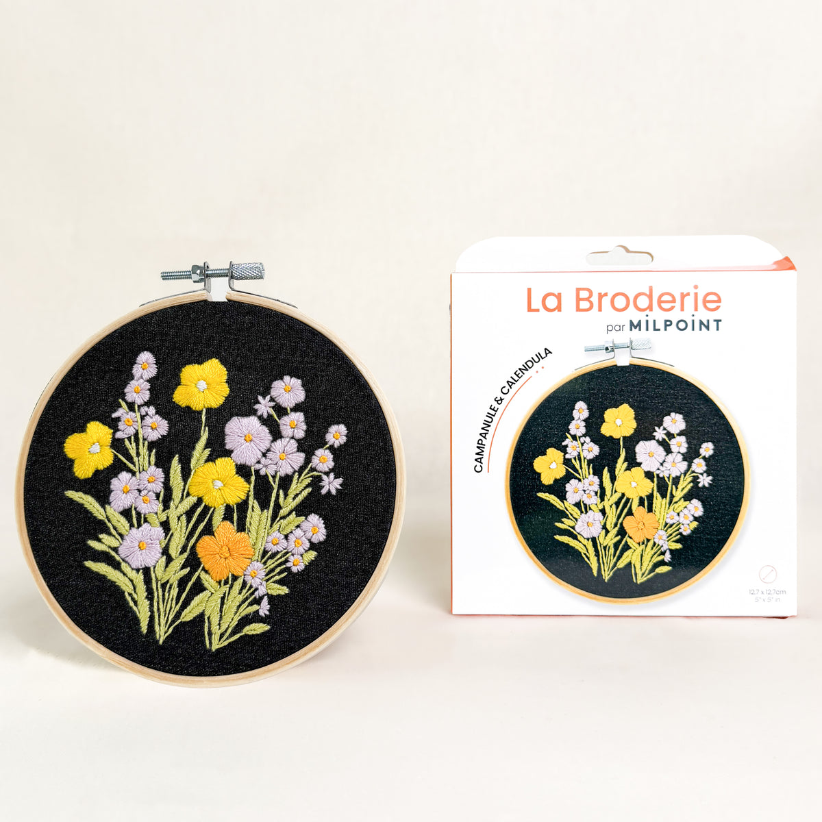 Stickset mit Stickrahmen "Glocken- & Ringelblume"